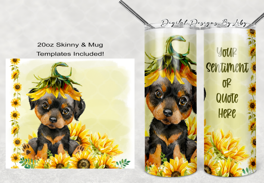 SUNFLOWER ROTTWEILER MEGA BUNDLE (Skinny Tumbler, Mug, Door Mat, Garden Flag, Door Sign & More)