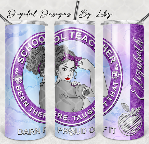 SCHOOL TEACHER SKINNY TUMBLER (Light & Dark Skin Designs)