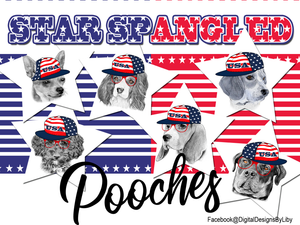 Star Spangled Pooches T-Shirt Design (Poodle)