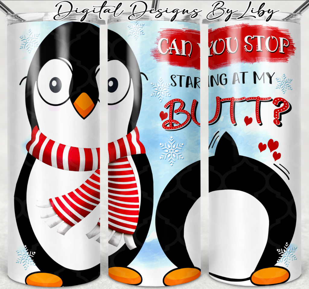 STOP STARING PENGUIN 20oz SKINNY TUMBLER & MUG Designs