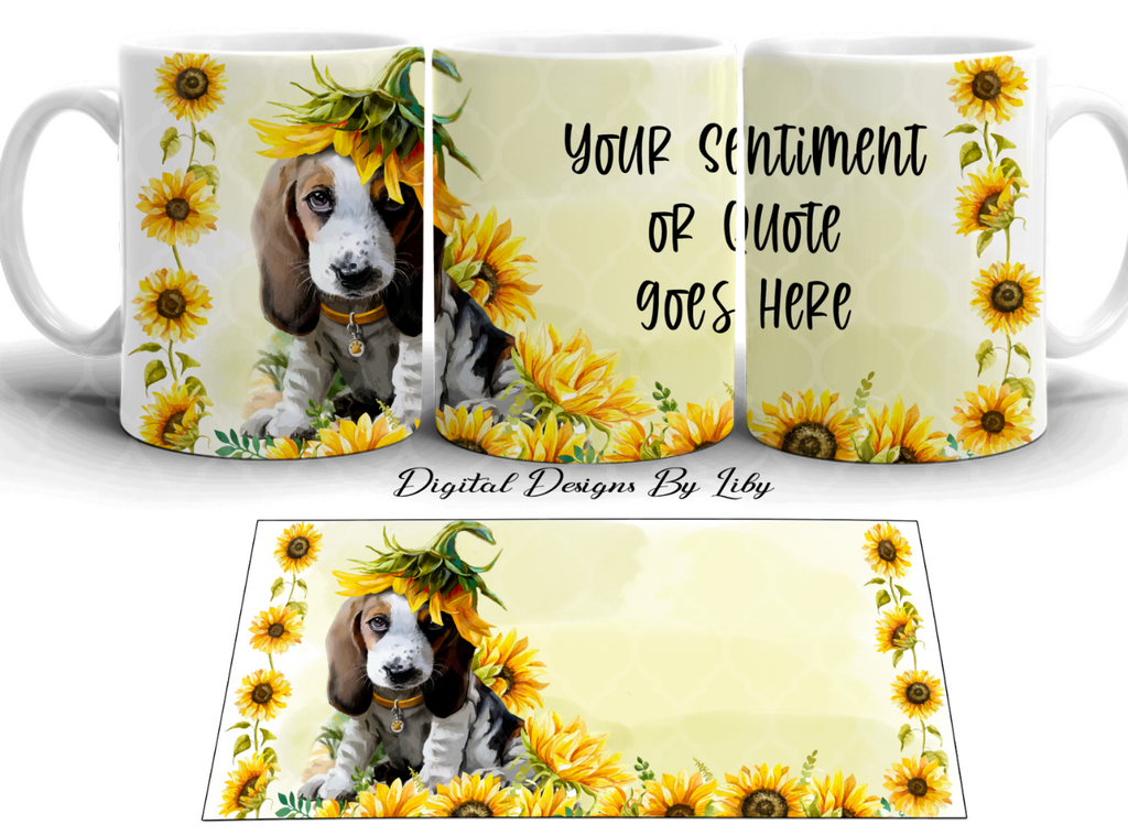 SUNFLOWER PUPPY BEAGLE MEGA BUNDLE (Skinny Tumbler, Mug, Door Mat, Garden Flag, Door Sign & More))
