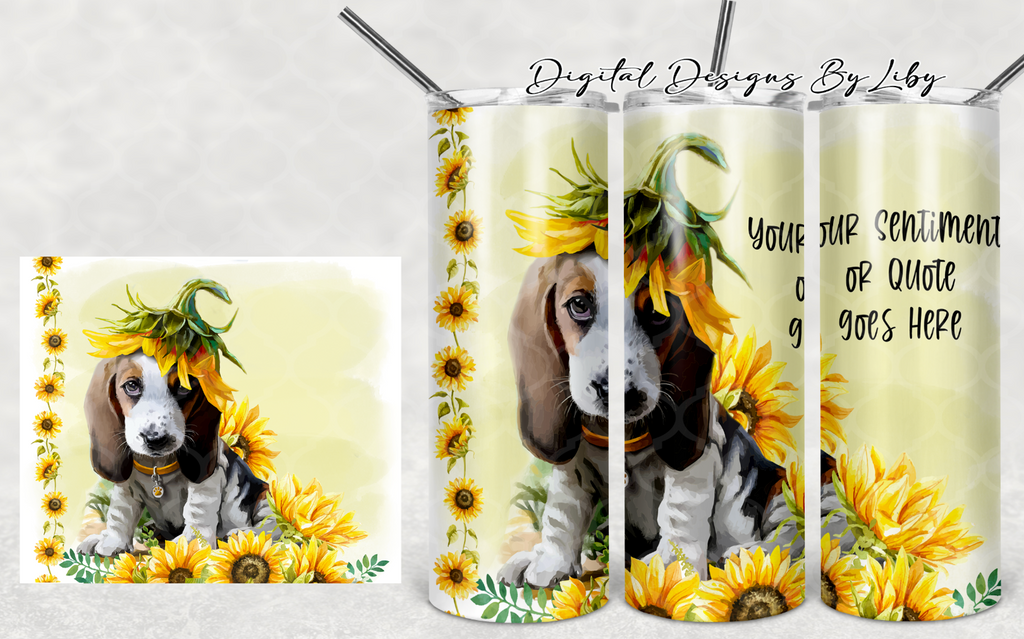 SUNFLOWER PUPPY BEAGLE MEGA BUNDLE (Skinny Tumbler, Mug, Door Mat, Garden Flag, Door Sign & More))