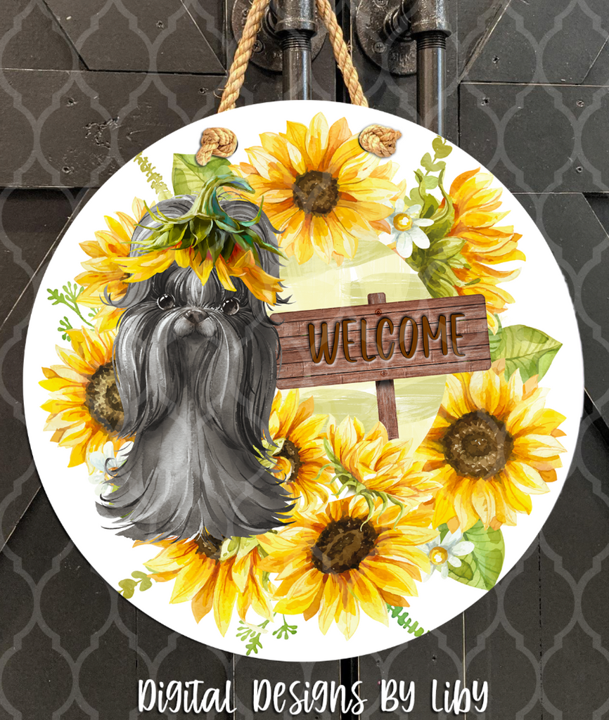 SUNFLOWER BLACK SHIHTZU MEGA BUNDLE (Skinny Tumbler, Mug, Door Mat, Garden Flag, Door Sign & More)