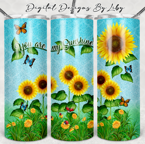 SUNFLOWERS IN BLOOM 20oz SKINNY TUMBLER (with & without text)