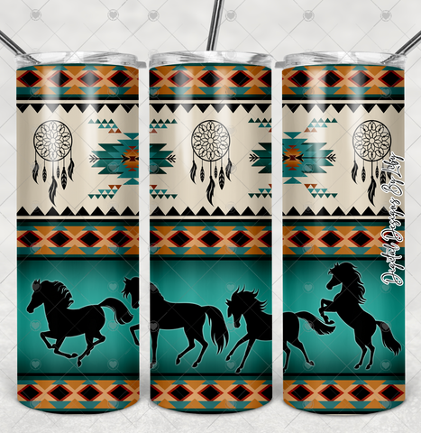 SOUTHWEST BOHO TRIBAL DREAMCATCHER HORSES  20oz Skinny Tumbler