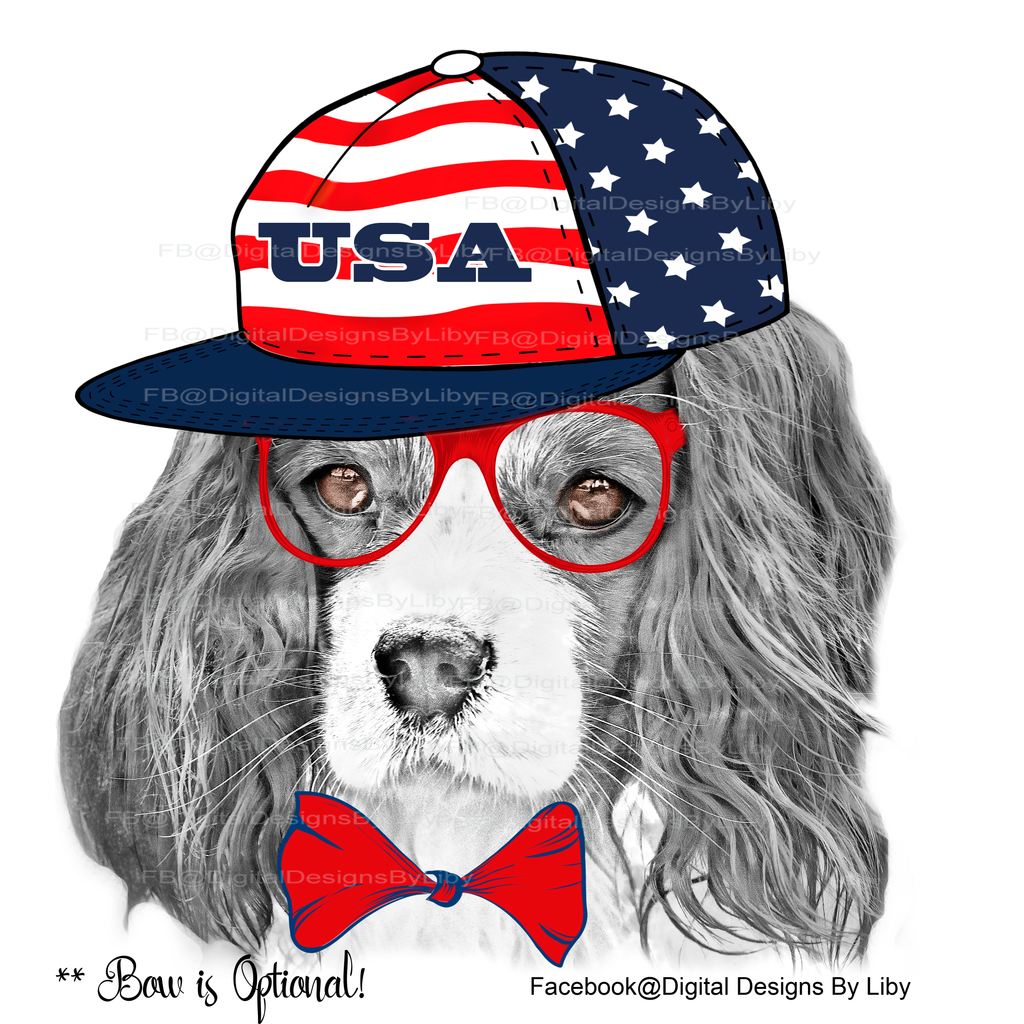 Star Spangled Pooches T-Shirt Design (Spaniel)