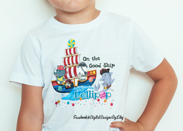ON THE GOOD SHIP LOLLIPOP! (2 Designs for T-shirts, Pillows & More + Mockups)