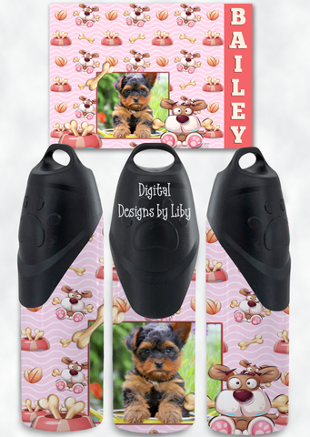 THEM 'BONES Dog Water Tumbler with PHOTO SLOT PNG Sublimation Design