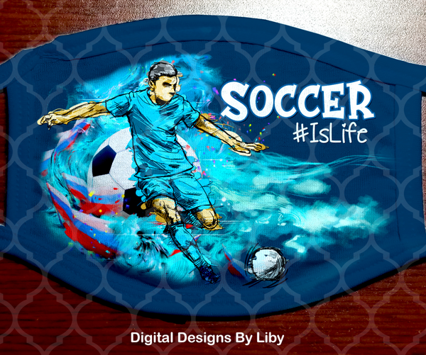 SOCCER-FOOTBALL IS LIFE (Full & Center Designs LIGHT & Dark Skin Players - 4 Soccer, 4 Football)