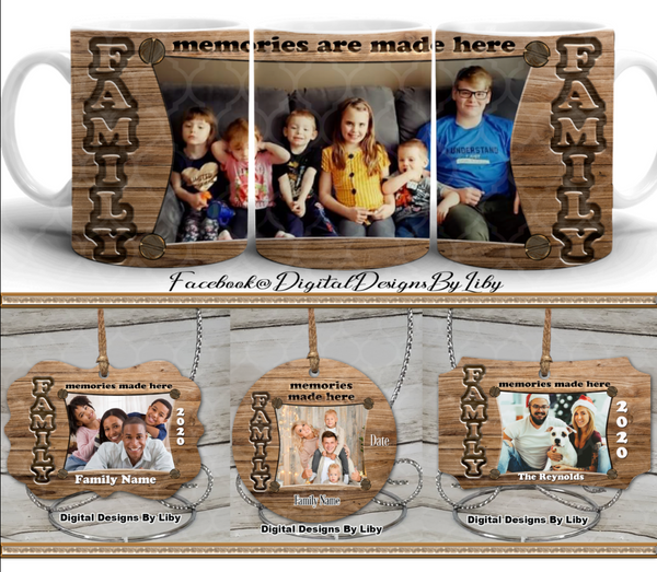 FAMILY MEMORIES MEGA BUNDLE (Mug, 4 Ornament Templates + 4 Mockups)