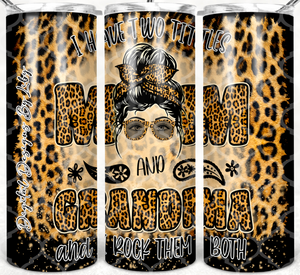 TWO TITLE LEOPARD MOM 20oz SKINNY TUMBLER & 12x12 DESIGN (WordArt Included Separately)