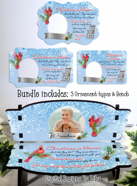 CHRISTMAS IN HEAVEN (Cardinal-US) - Bench +  Berlin, Benelux & Rectangle Christmas Ornaments PNG Sublimation Designs