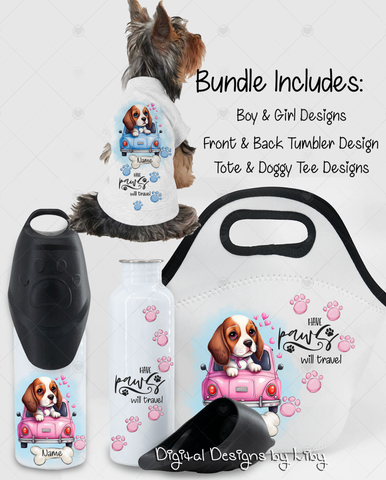 Have Paws Will Travel BEAGLE Bundle (Tumbler, Tote & Doggy Shirt Designs)