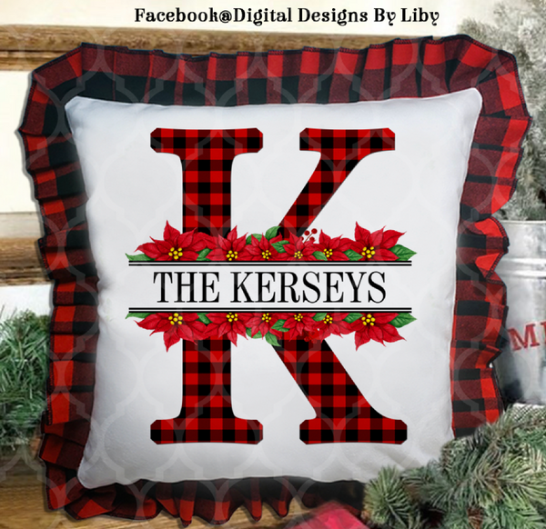 POINSETTIA PLAID MONOGRAM ALPHABET SET - RED (Lettering for A thru Z)