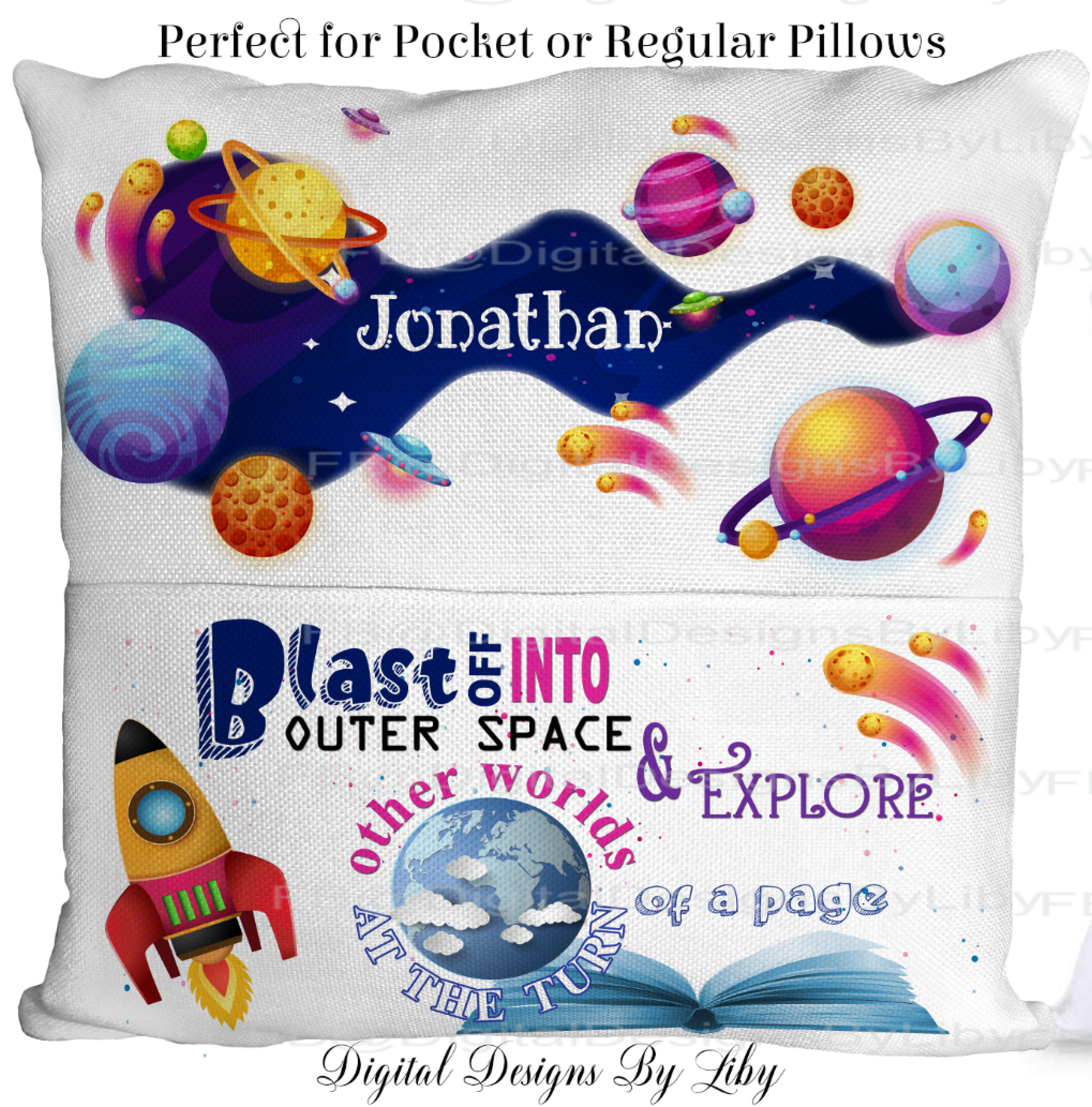 BLAST OFF TO SPACE (Pocket & Regular Pillow)