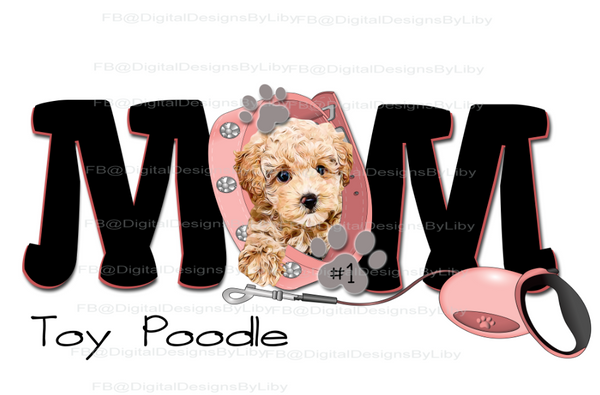 DOG MOM SMALL BREEDS w Pink & Blue Collars {13 Breeds to choose from}