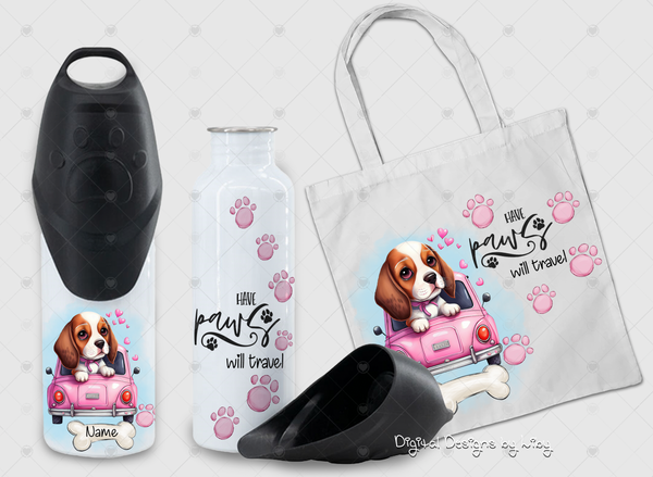 Have Paws Will Travel BEAGLE Bundle (Tumbler, Tote & Doggy Shirt Designs)
