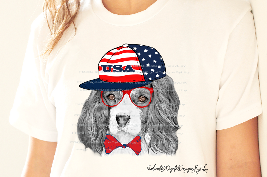 Star Spangled Pooches T-Shirt Design (Spaniel)