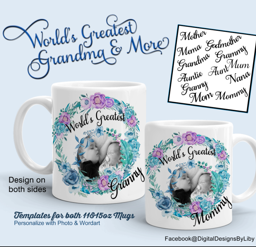 World Greatest Grandma MEGA BUNDLE~MUG, PILLOW & MORE + Bonus WordArt!