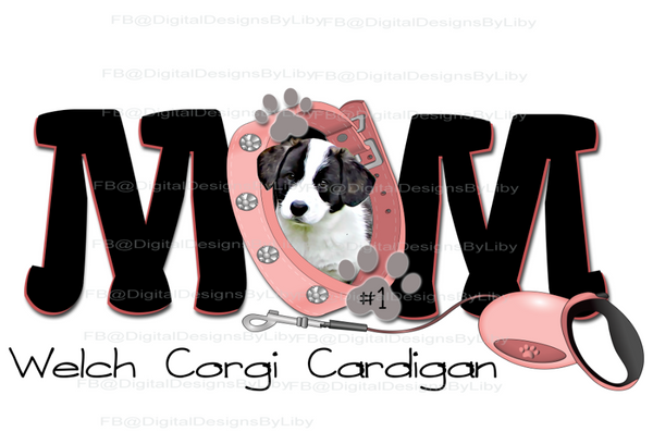 DOG MOM MEDIUM BREEDS w Pink & Blue Collars {12 Breeds to choose from}